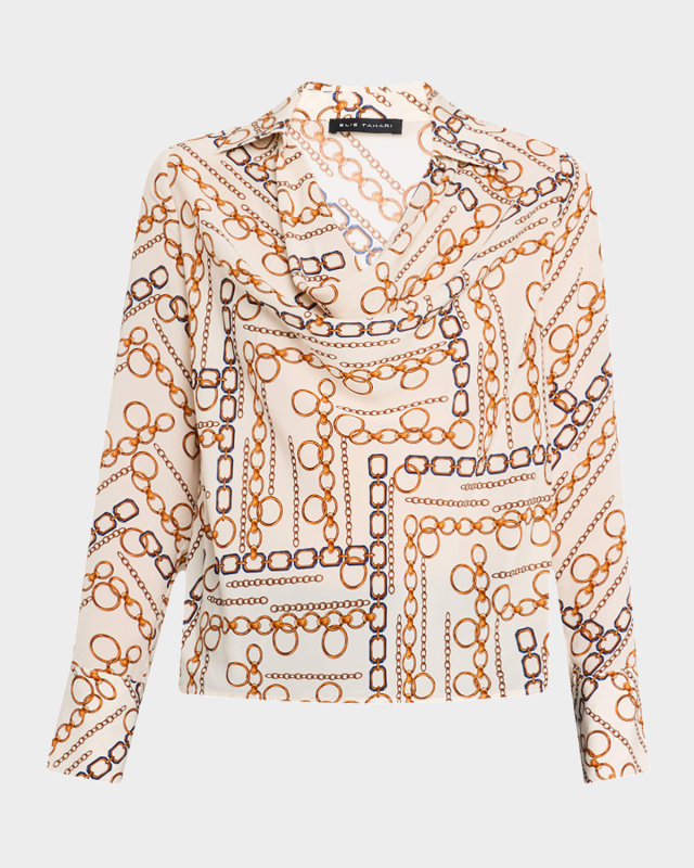 The Ciaran Cowl-Neck Stretch Silk Blouse